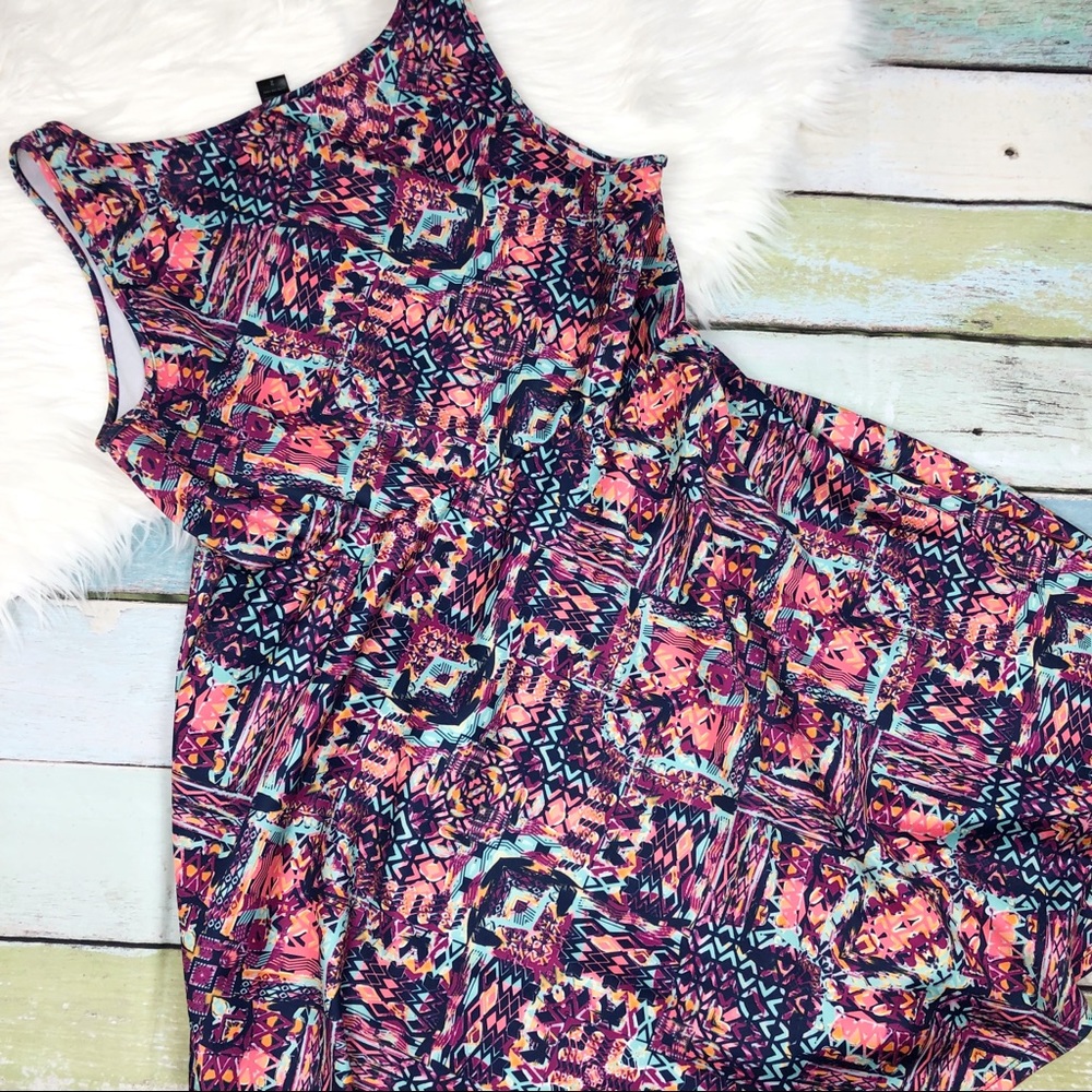 Torrid Aztec Pattern Multicolored Skater Dress 2x - image 7